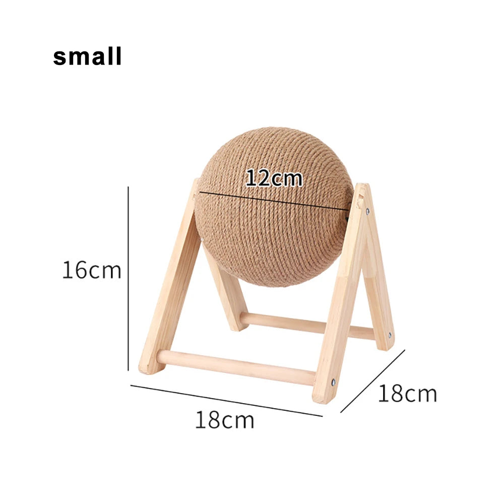 Cat Scratching Ball Toy with Sisal Rope – Wooden Kitten Scratcher & Interactive Paw Grinding Toy