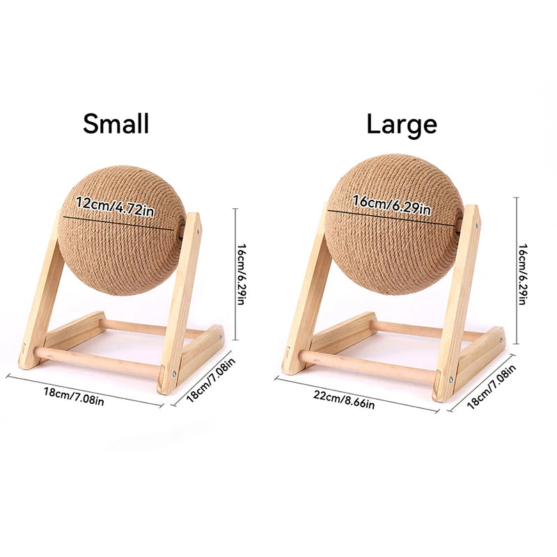 Cat Scratching Ball Toy with Sisal Rope – Wooden Kitten Scratcher & Interactive Paw Grinding Toy