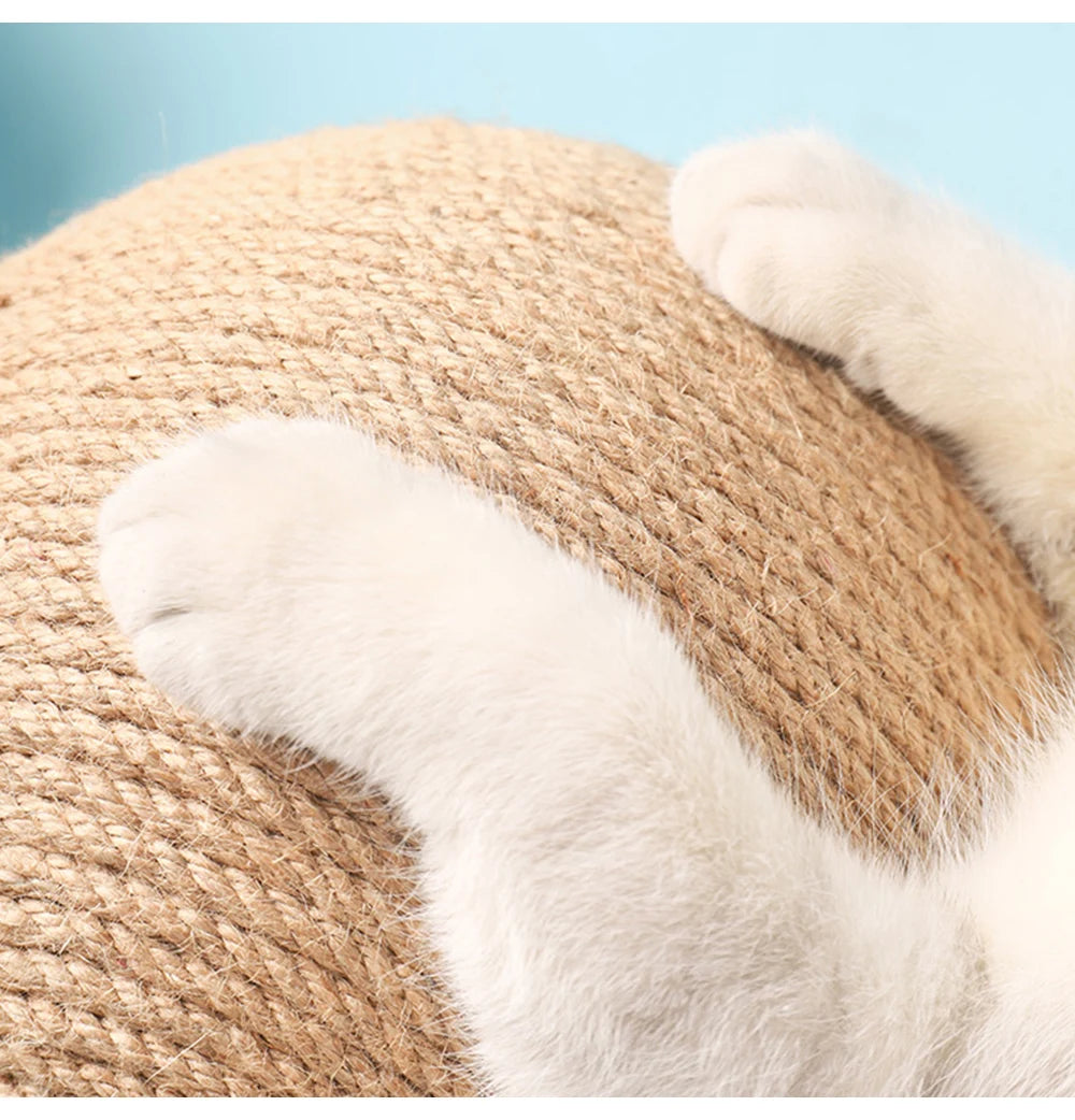 Cat Scratching Ball Toy with Sisal Rope – Wooden Kitten Scratcher & Interactive Paw Grinding Toy
