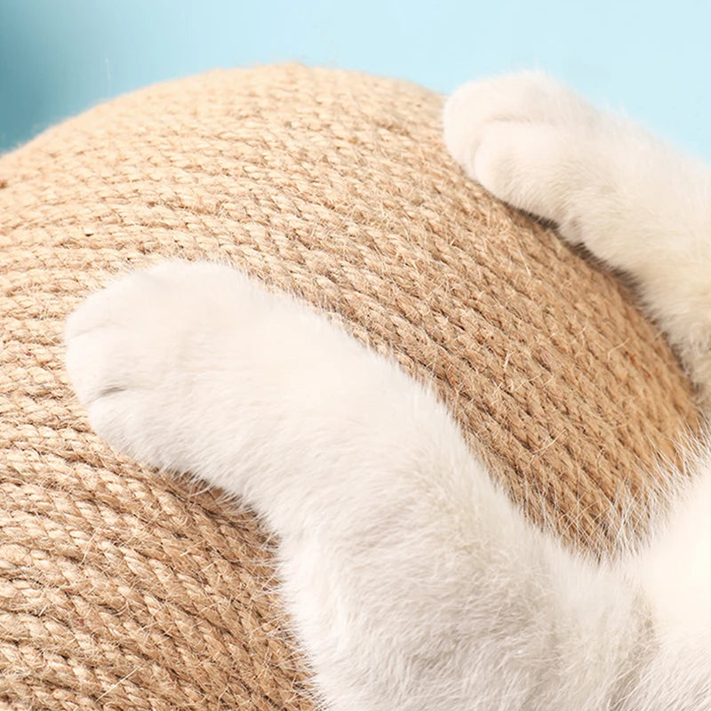 Cat Scratching Ball Toy with Sisal Rope – Wooden Kitten Scratcher & Interactive Paw Grinding Toy