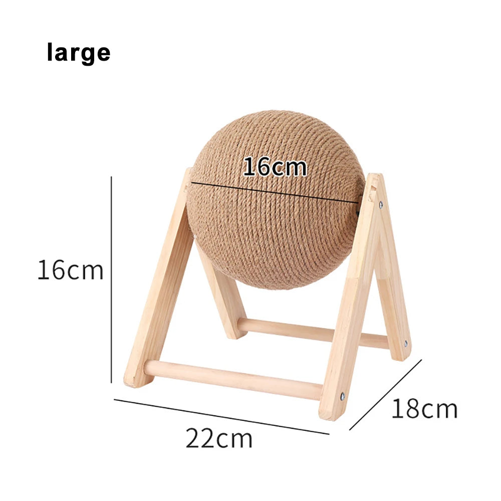 Cat Scratching Ball Toy with Sisal Rope – Wooden Kitten Scratcher & Interactive Paw Grinding Toy