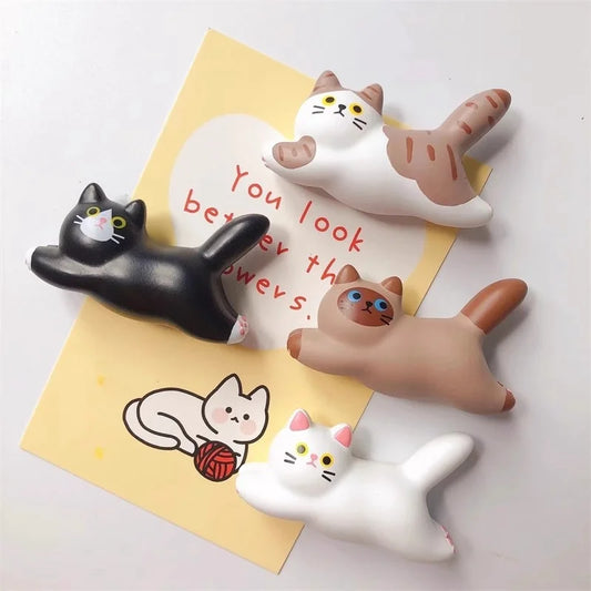 Cute 3D Cat Fridge Magnets – Cartoon Resin Cat Decor for Refrigerator & Kitchen