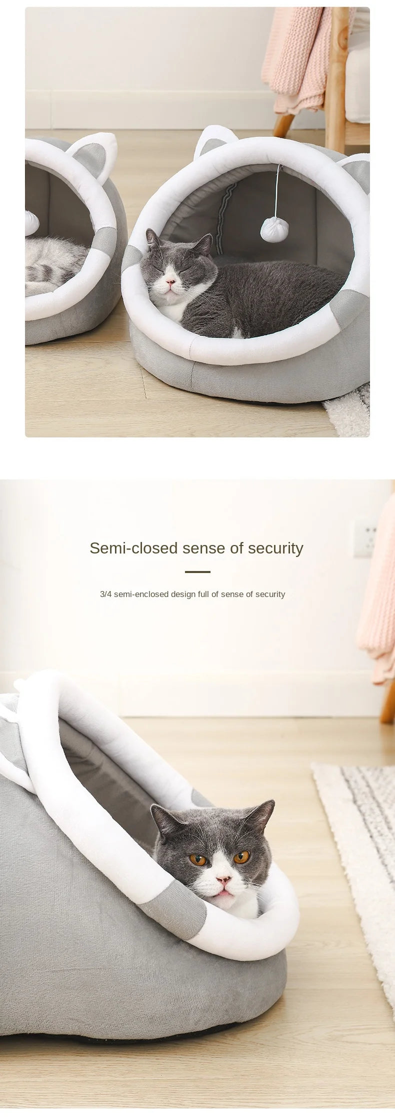 Soft Washable Pet Bed Tent for Cats & Small Dogs – Cozy Cushion Basket & Sleeping House