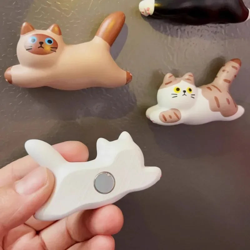 Cute 3D Cat Fridge Magnets – Cartoon Resin Cat Decor for Refrigerator & Kitchen
