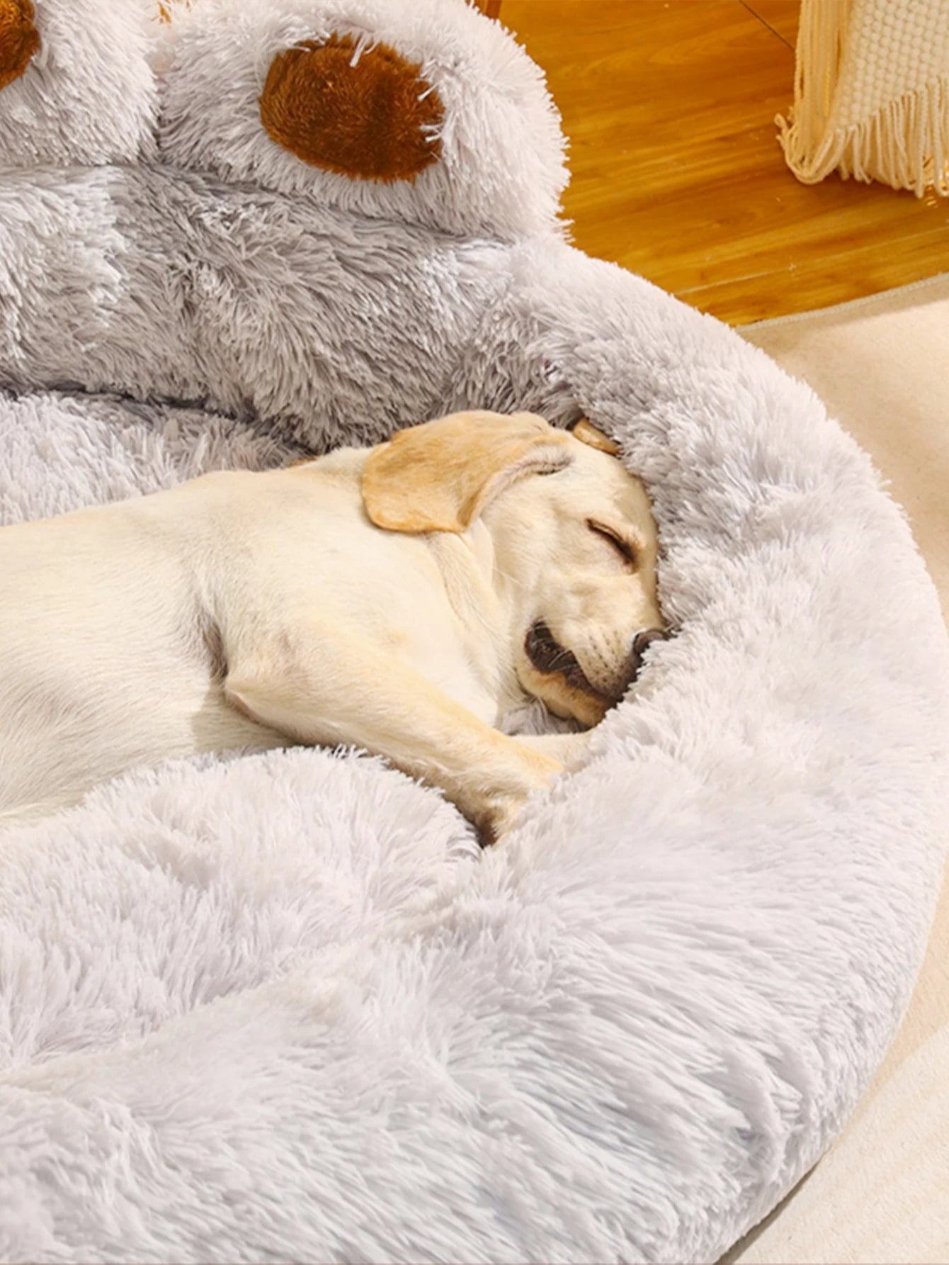 Calming Plush Dog Bed – Ultra Soft Anti-Anxiety Pet Bed for Small & Large Dogs