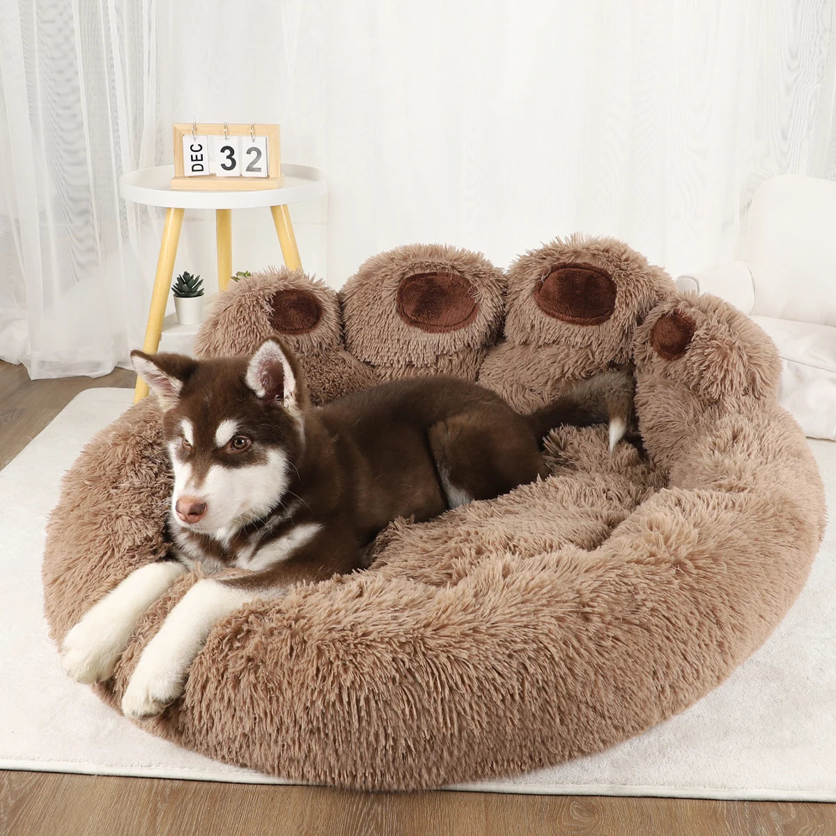 Calming Plush Dog Bed – Ultra Soft Anti-Anxiety Pet Bed for Small & Large Dogs