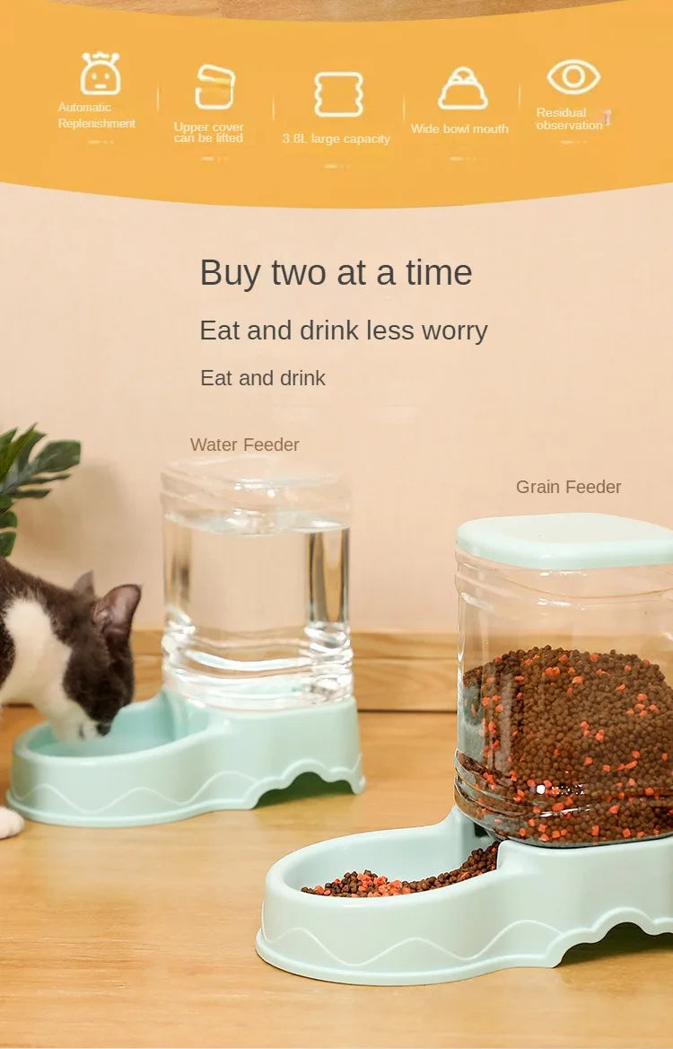Cat Pet Automatic Feeder Drinking Bowl Large Capacity Dog 3.8L Combination Grain Storage Bucket Supplier