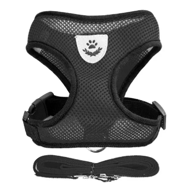 Adjustable Cat Harness & Leash Set – Escape-Proof Soft Mesh Vest for Indoor & Outdoor Walking (XS–L)