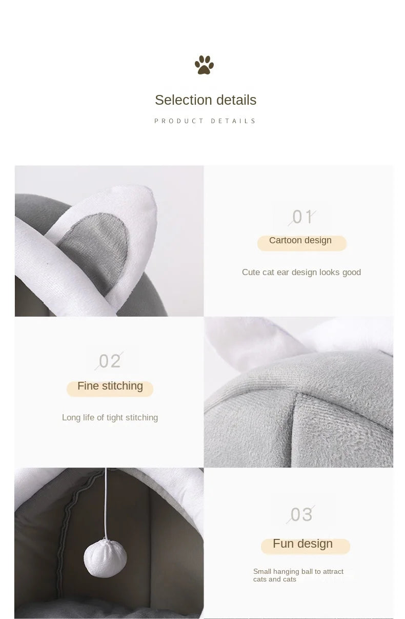 Soft Washable Pet Bed Tent for Cats & Small Dogs – Cozy Cushion Basket & Sleeping House