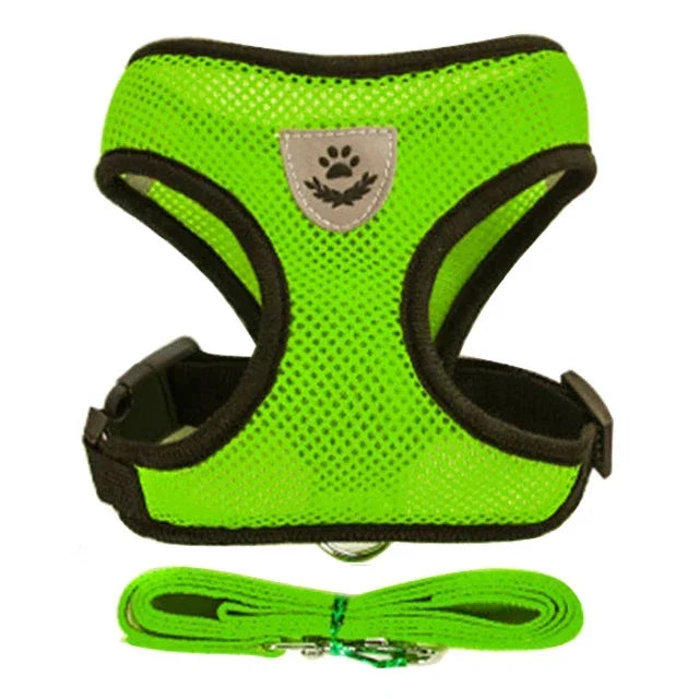 Adjustable Cat Harness & Leash Set – Escape-Proof Soft Mesh Vest for Indoor & Outdoor Walking (XS–L)