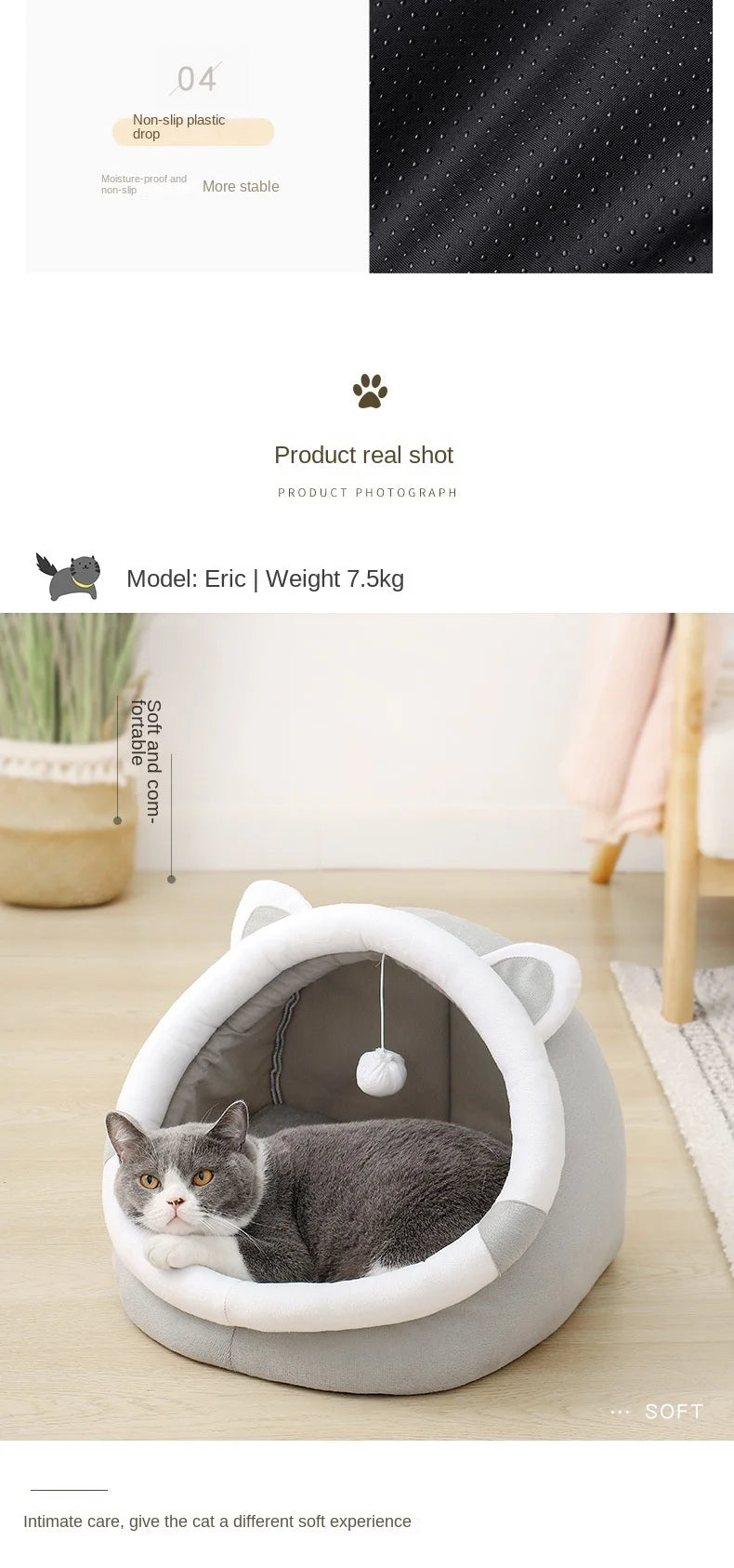 Soft Washable Pet Bed Tent for Cats & Small Dogs – Cozy Cushion Basket & Sleeping House