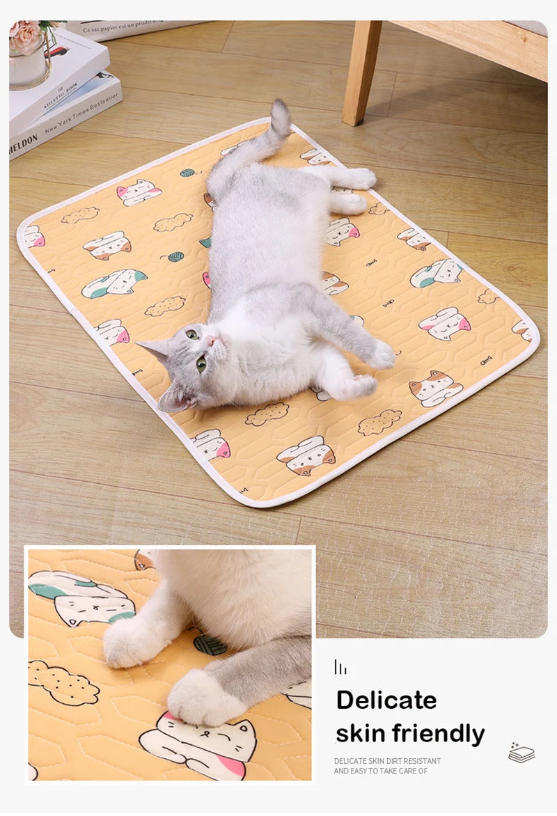 Cat Dog Sleeping Mat Pet Summer Cooling Latex Pad Cute Cartoon Pattern  Kennel Ice Silk Cool Mats Floor Sofa Blanket Pet Supplie
