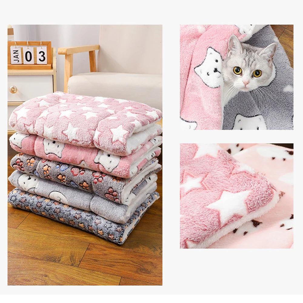 Thicken Cat Mat Breathable Flannel Cat Sleeping Mat Soft Dog Cushion for Small Dog Winter Warm Cat Blanket