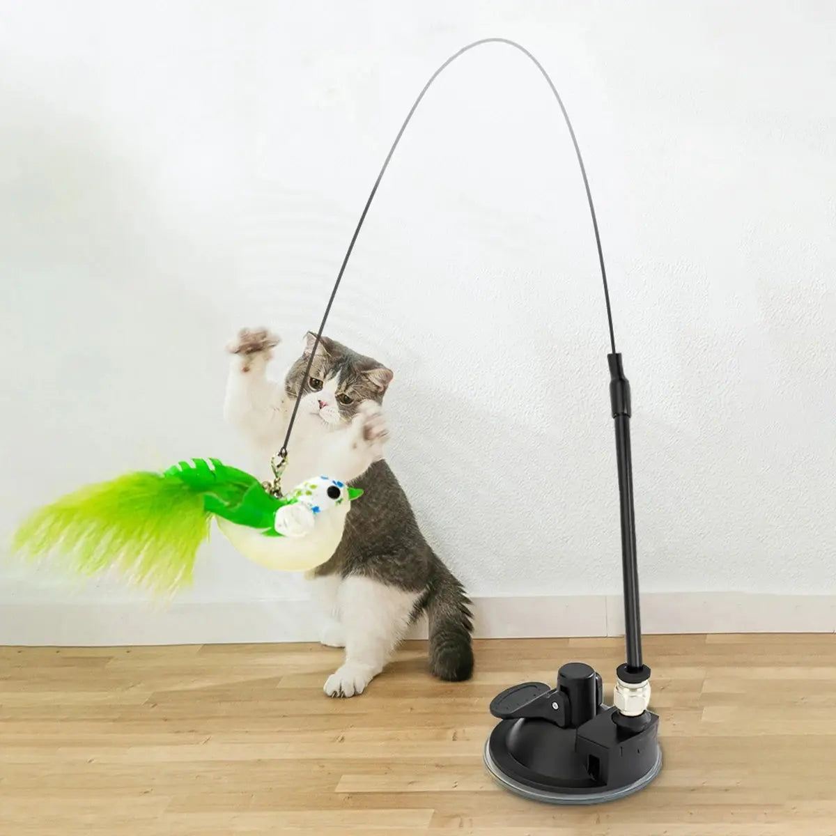 Interactive Cat Toy with Suction Base – Feather Teaser Wand for Self Play & Exercise