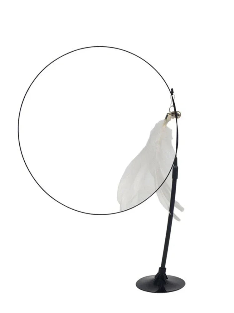 Cat Teaser Stick With Bell, Feather, Long Rod Suction Cup