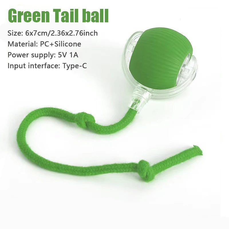 Smart Interactive Cat Toy Ball – Automatic Rolling Teaser with Tail, Rechargeable USB Cat Exercise Toy