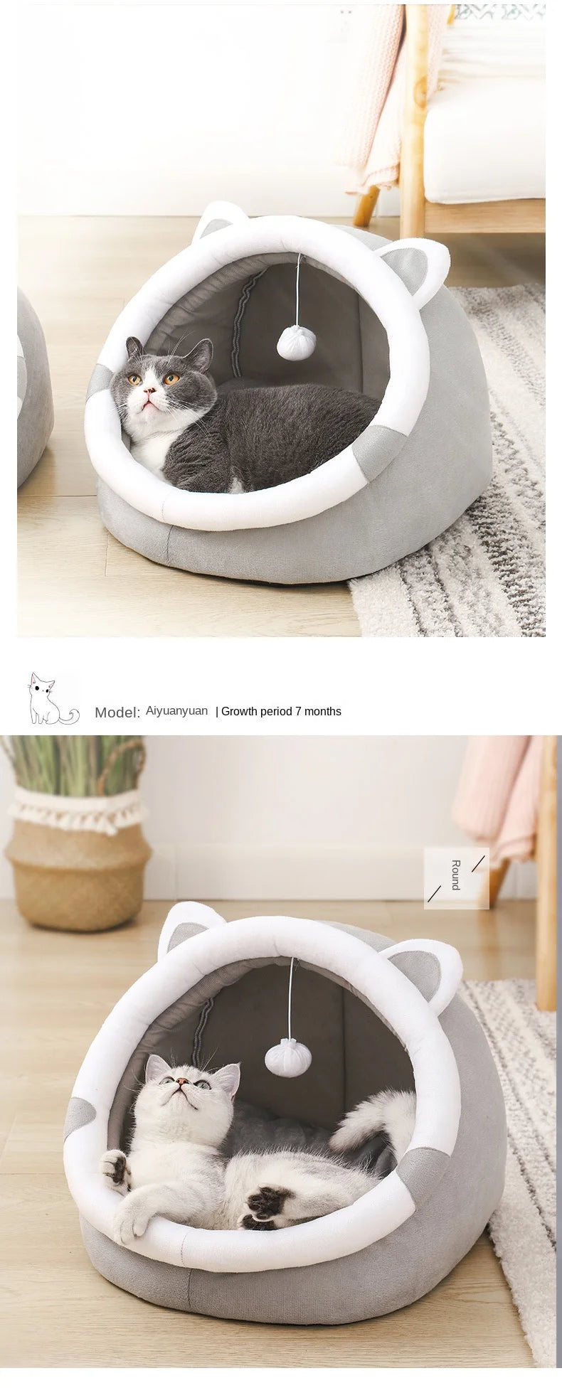 Soft Washable Pet Bed Tent for Cats & Small Dogs – Cozy Cushion Basket & Sleeping House