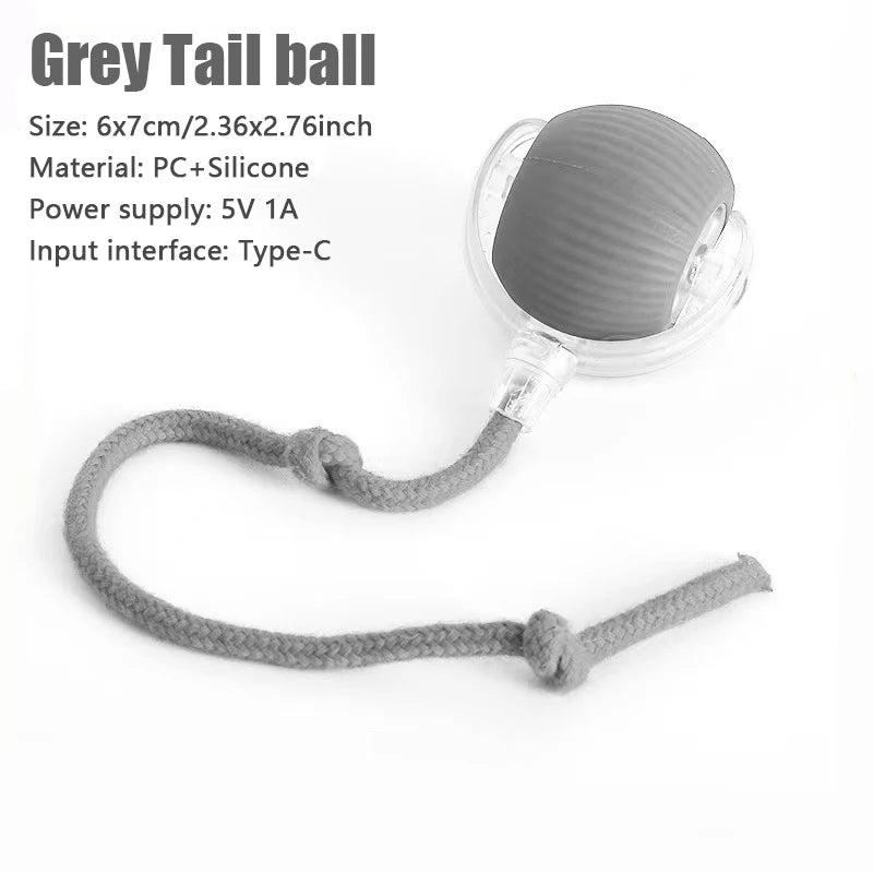 Smart Interactive Cat Toy Ball – Automatic Rolling Teaser with Tail, Rechargeable USB Cat Exercise Toy