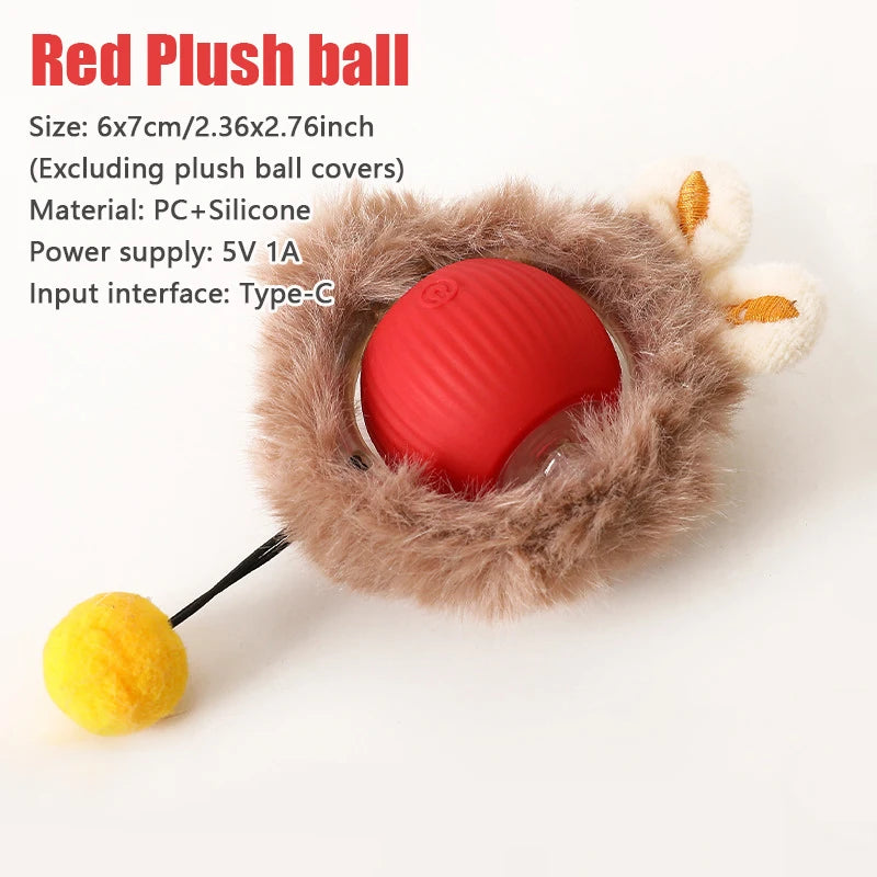 Smart Interactive Cat Toy Ball – Automatic Rolling Teaser with Tail, Rechargeable USB Cat Exercise Toy