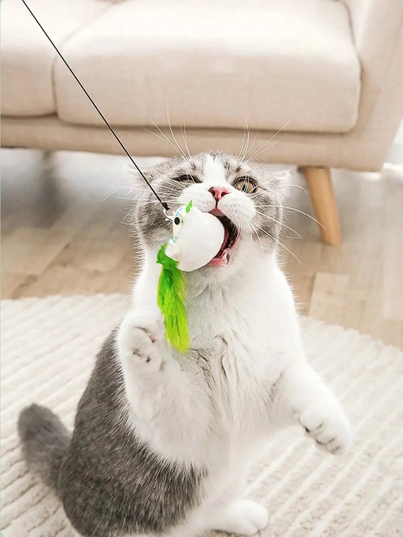 Interactive Cat Toy with Suction Base – Feather Teaser Wand for Self Play & Exercise