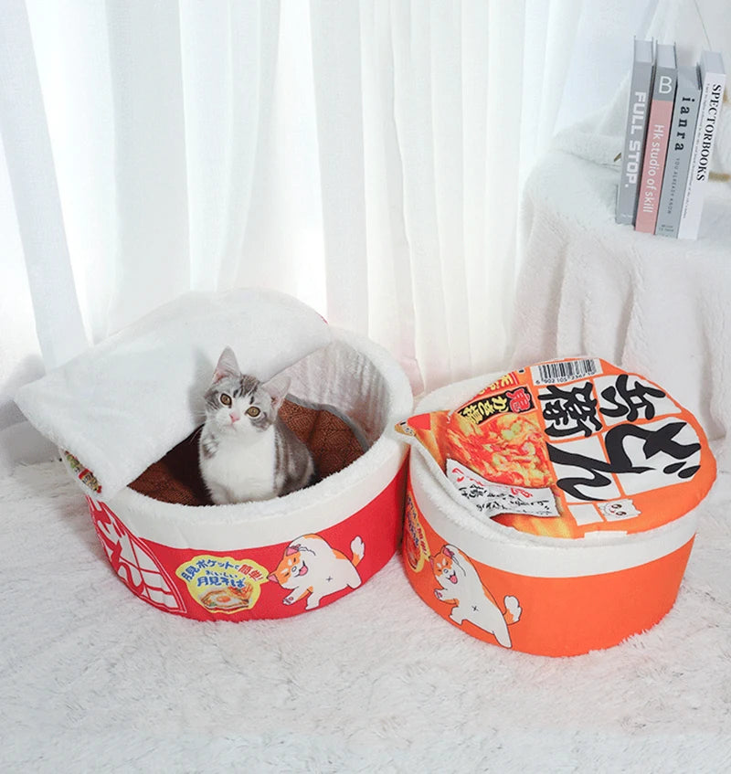 Noodle Cup Pet Bed – Cozy Cat Hideaway