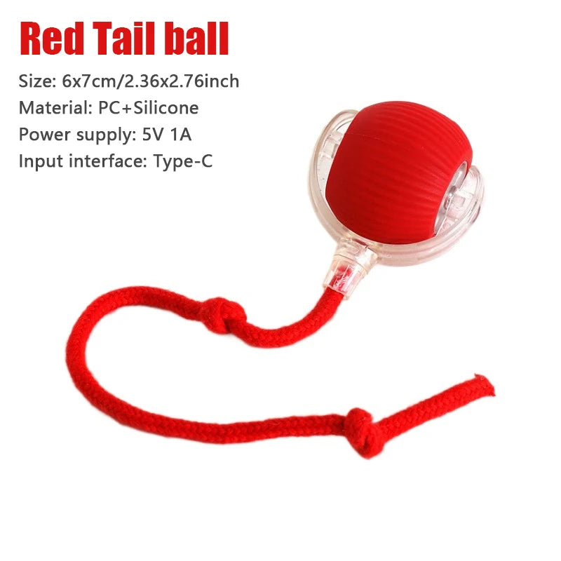 Smart Interactive Cat Toy Ball – Automatic Rolling Teaser with Tail, Rechargeable USB Cat Exercise Toy