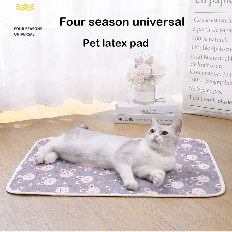 Cat Dog Sleeping Mat Pet Summer Cooling Latex Pad Cute Cartoon Pattern  Kennel Ice Silk Cool Mats Floor Sofa Blanket Pet Supplie