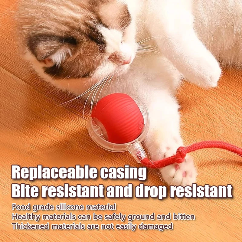 Smart Interactive Cat Toy Ball – Automatic Rolling Teaser with Tail, Rechargeable USB Cat Exercise Toy