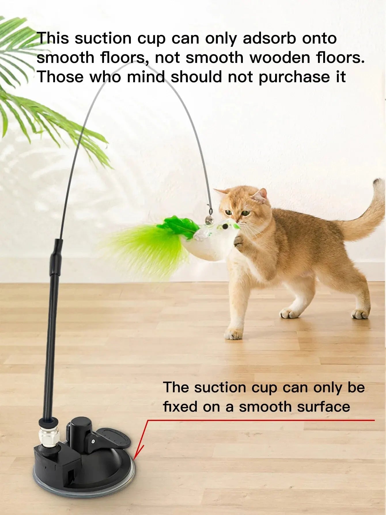 Interactive Cat Toy with Suction Base – Feather Teaser Wand for Self Play & Exercise