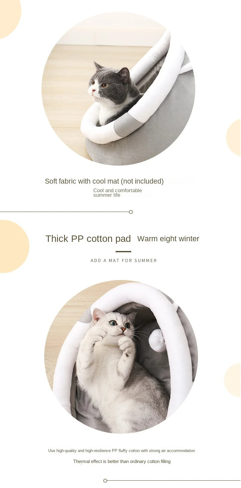 Soft Washable Pet Bed Tent for Cats & Small Dogs – Cozy Cushion Basket & Sleeping House