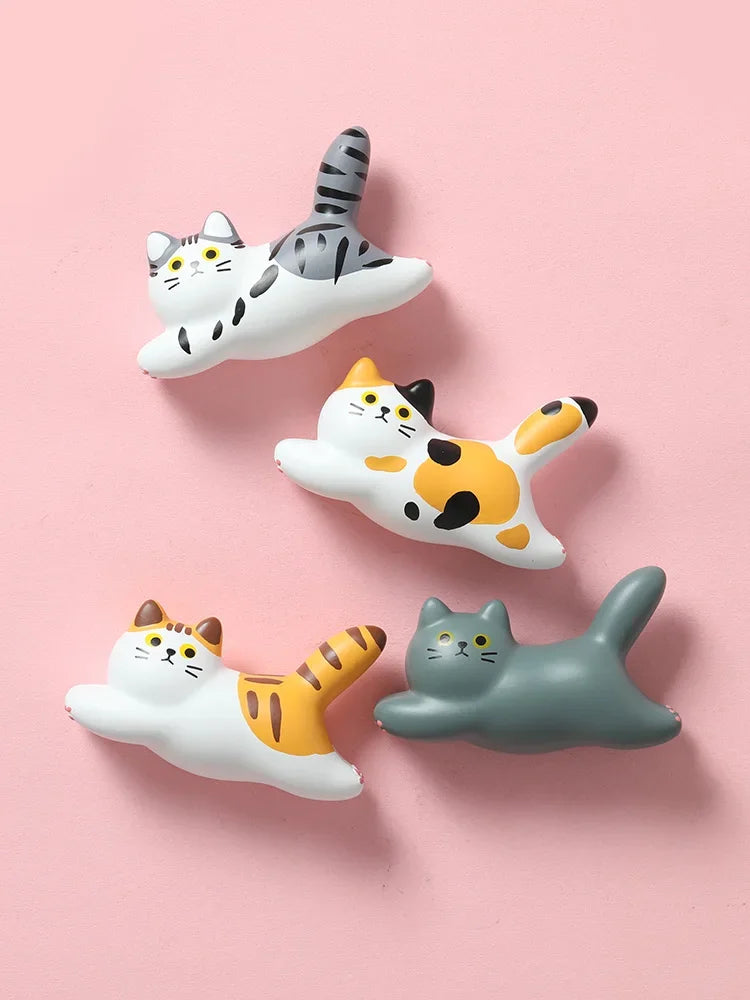 Cute 3D Cat Fridge Magnets – Cartoon Resin Cat Decor for Refrigerator & Kitchen