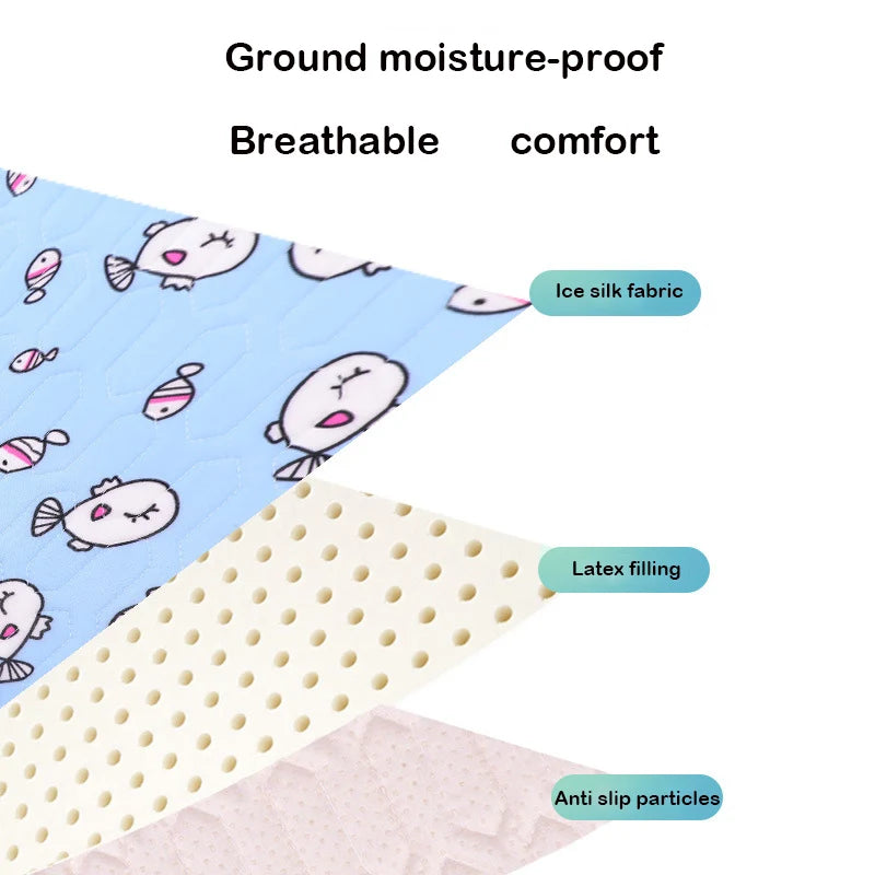 Cat Dog Sleeping Mat Pet Summer Cooling Latex Pad Cute Cartoon Pattern  Kennel Ice Silk Cool Mats Floor Sofa Blanket Pet Supplie