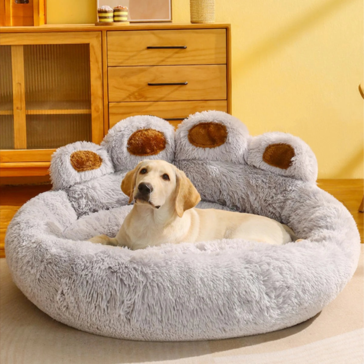 Calming Plush Dog Bed – Ultra Soft Anti-Anxiety Pet Bed for Small & Large Dogs