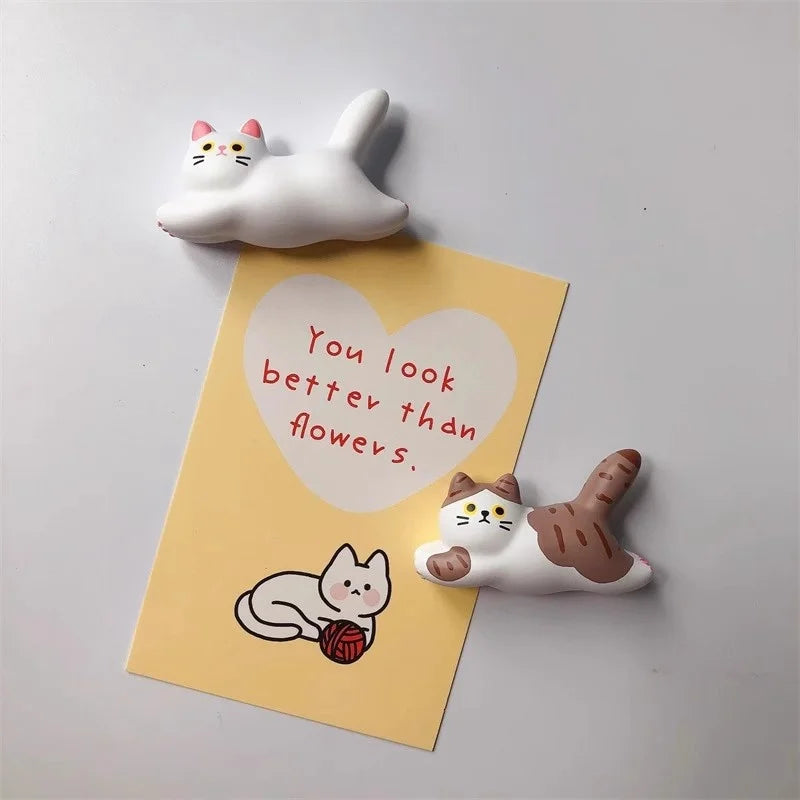 Cute 3D Cat Fridge Magnets – Cartoon Resin Cat Decor for Refrigerator & Kitchen