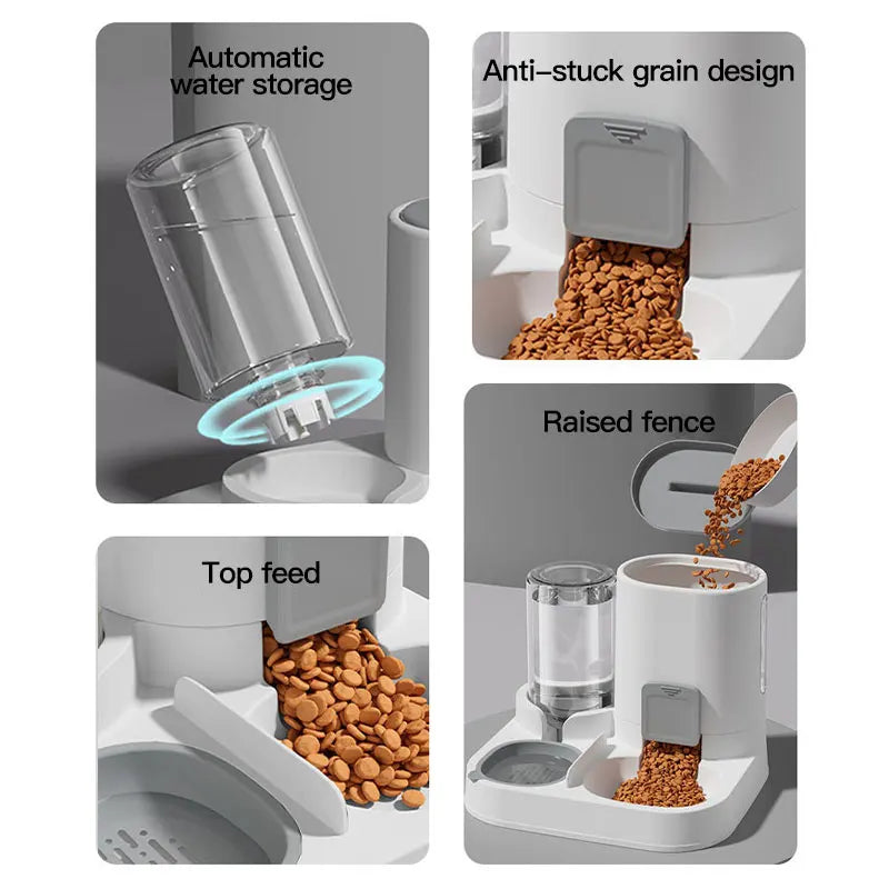 Automatic Gravity Cat Feeder & Water Dispenser – Large Capacity, Spill-Proof Pet Feeding Set
