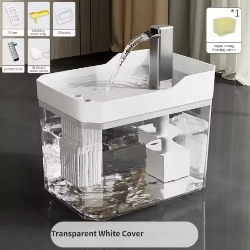 USB Cat Water Fountain with Auto Filter – Transparent Quiet Drinking Dispenser for Cats & Small Pets