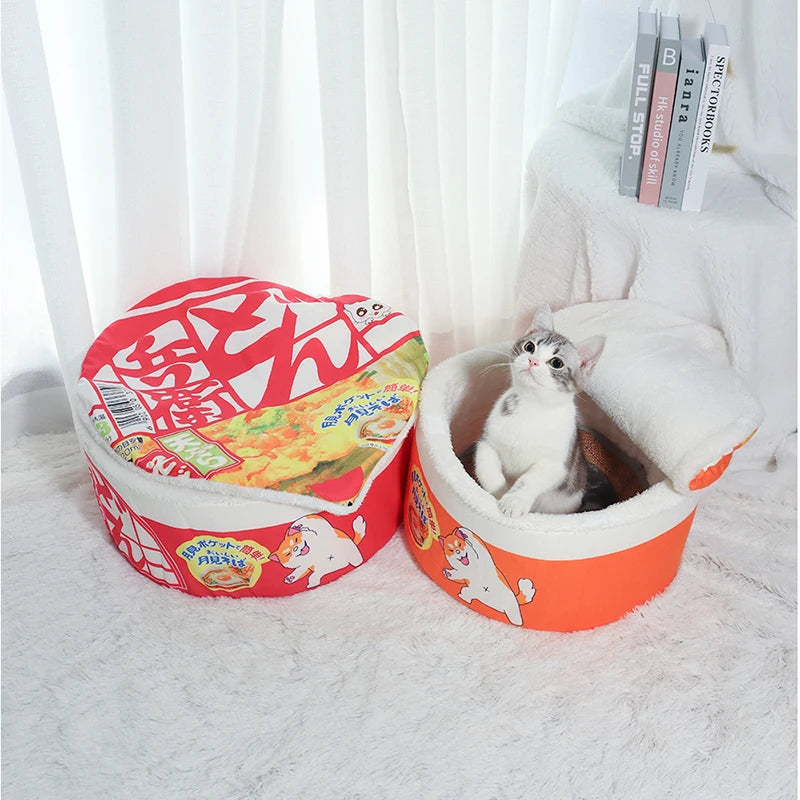 Noodle Cup Pet Bed – Cozy Cat Hideaway