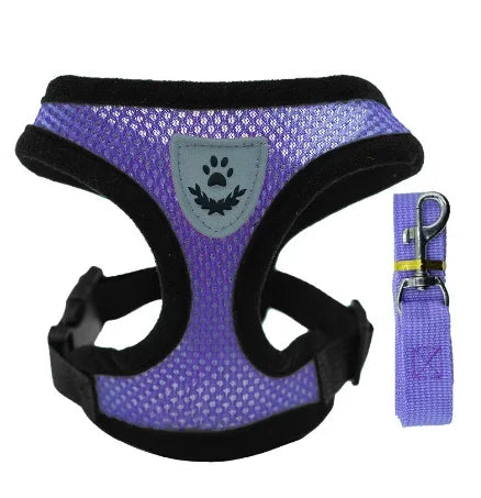 Adjustable Cat Harness & Leash Set – Escape-Proof Soft Mesh Vest for Indoor & Outdoor Walking (XS–L)